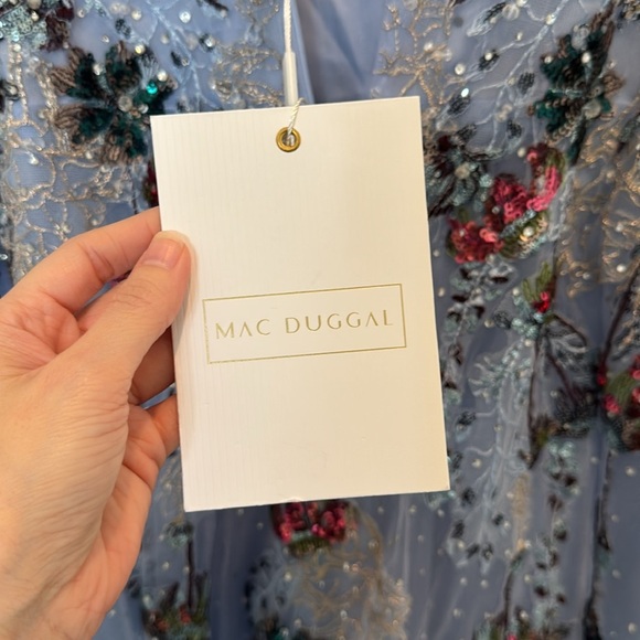 NWT Mac Duggal 20436 Embellished Multi Color Flutter Sleeve A-Line Dress Size 16 - Picture 9 of 11